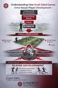Small-sided games soccer training model showing how culture, governing bodies, clubs, and coaches influence training design and player development
