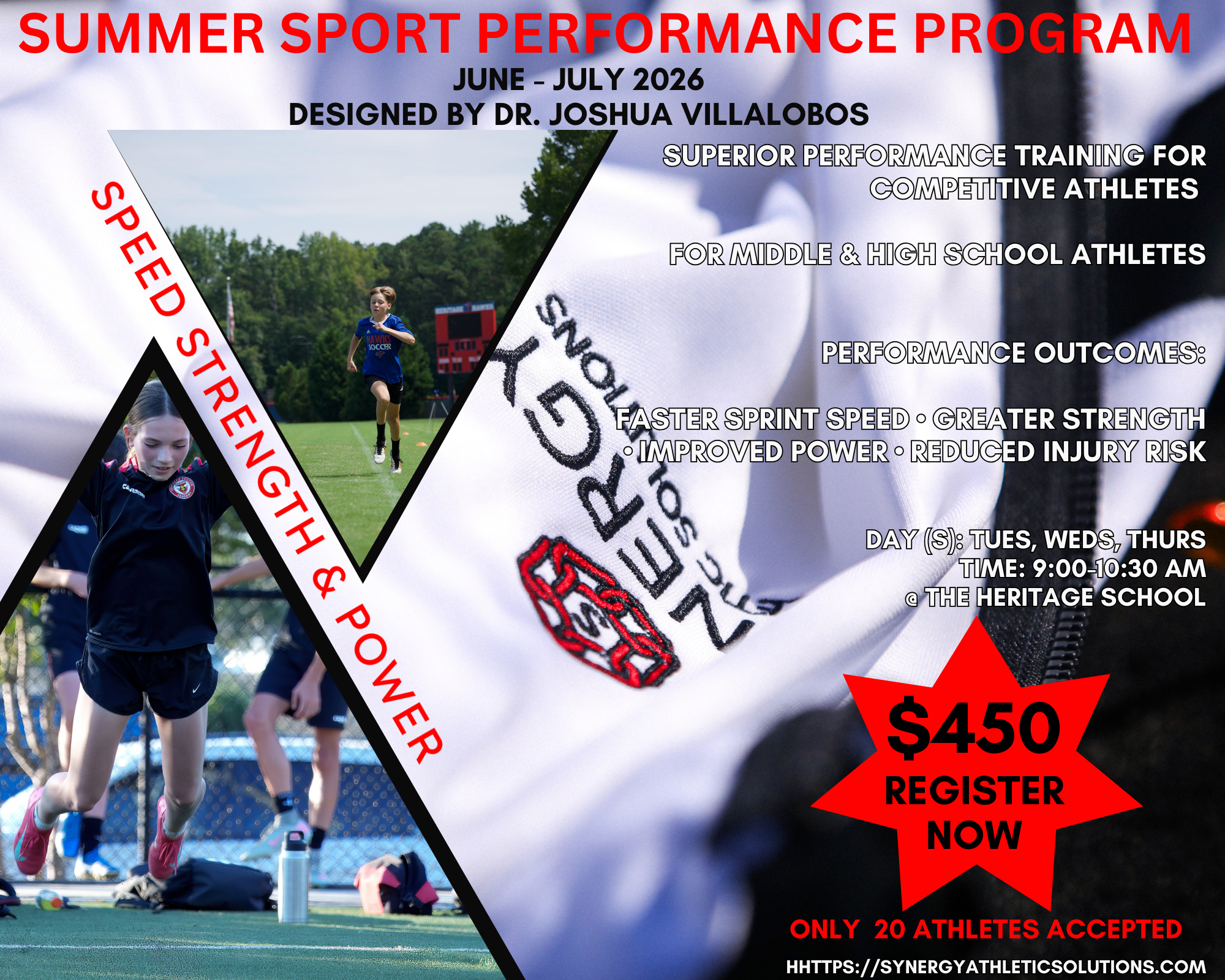 Summer sport performance training program for middle and high school athletes focusing on speed, strength, and power development at The Heritage School in Newnan, Georgia.