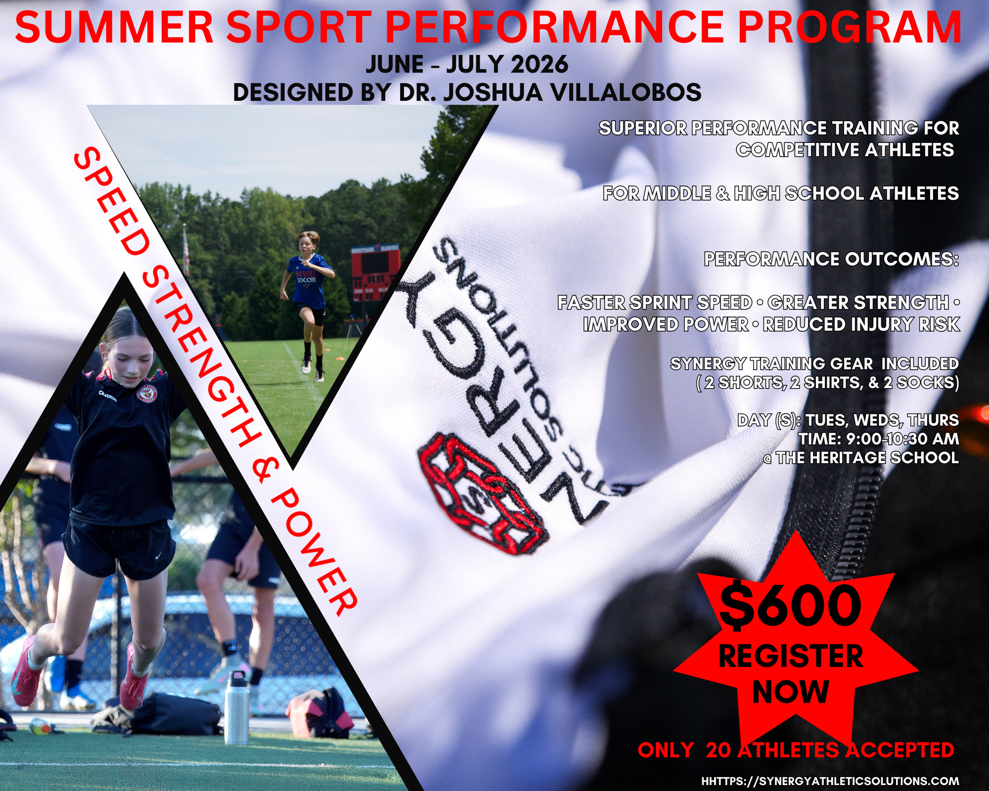 Summer sport performance training program for middle and high school athletes focusing on speed, strength, and power development at The Heritage School in Newnan, Georgia.
