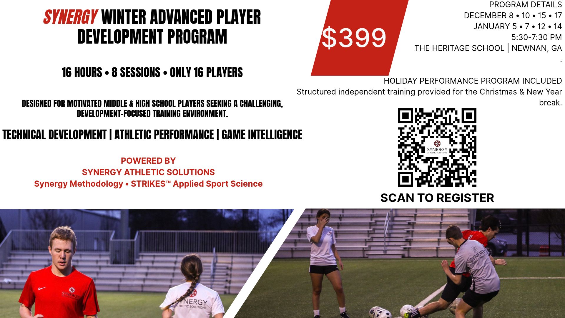 Winter advanced soccer player development program for middle and high school players in Newnan, GA